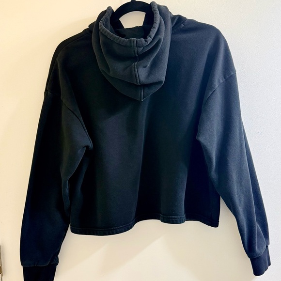 PUMA Women's Black Cropped Hooded Sweatshirt with Logo Size M - Picture 5 of 8